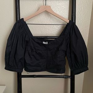 Abercrombie and Fitch layered short sleeve puff poplin crop top
